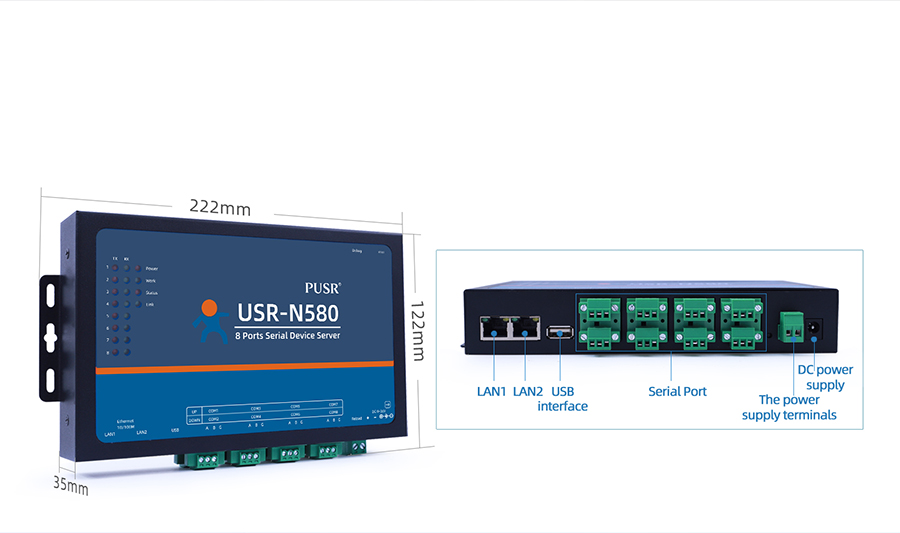 RS485 Eight ports serial server