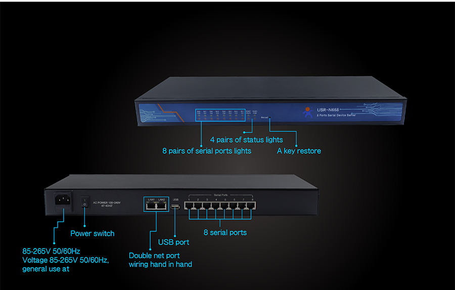 Eight serial servers