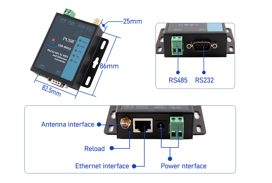 1 LAN Port Serial to WiFi Converter