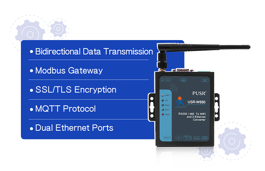 2 LAN Port Serial to WiFi Converter