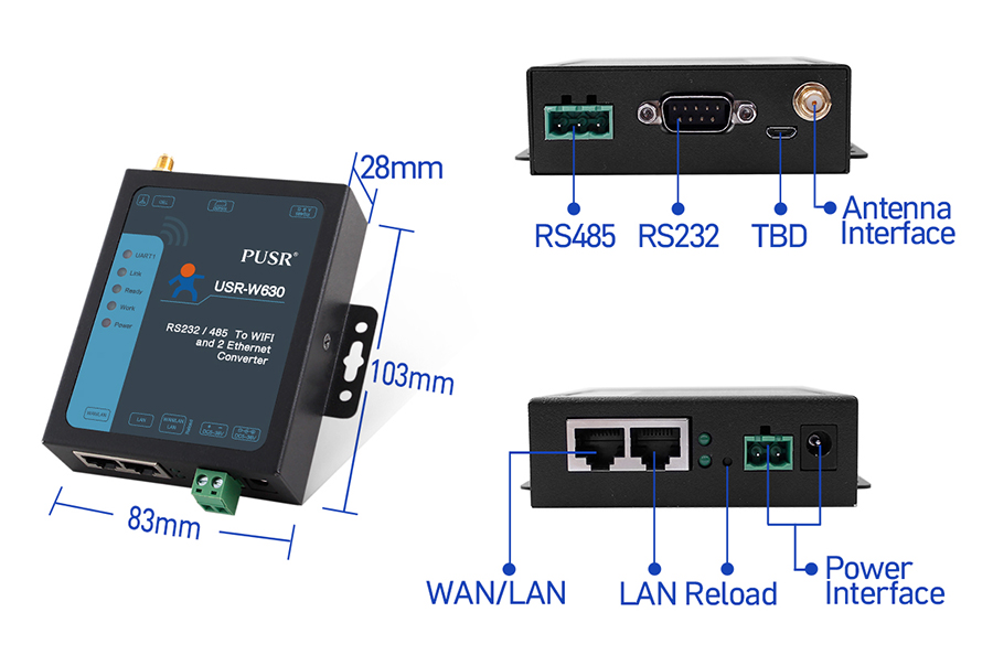 2 LAN Port Serial to WiFi Converter