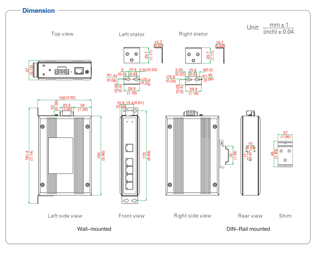 UOTEK 5-Port 100M Simple Managed Ethernet Switch