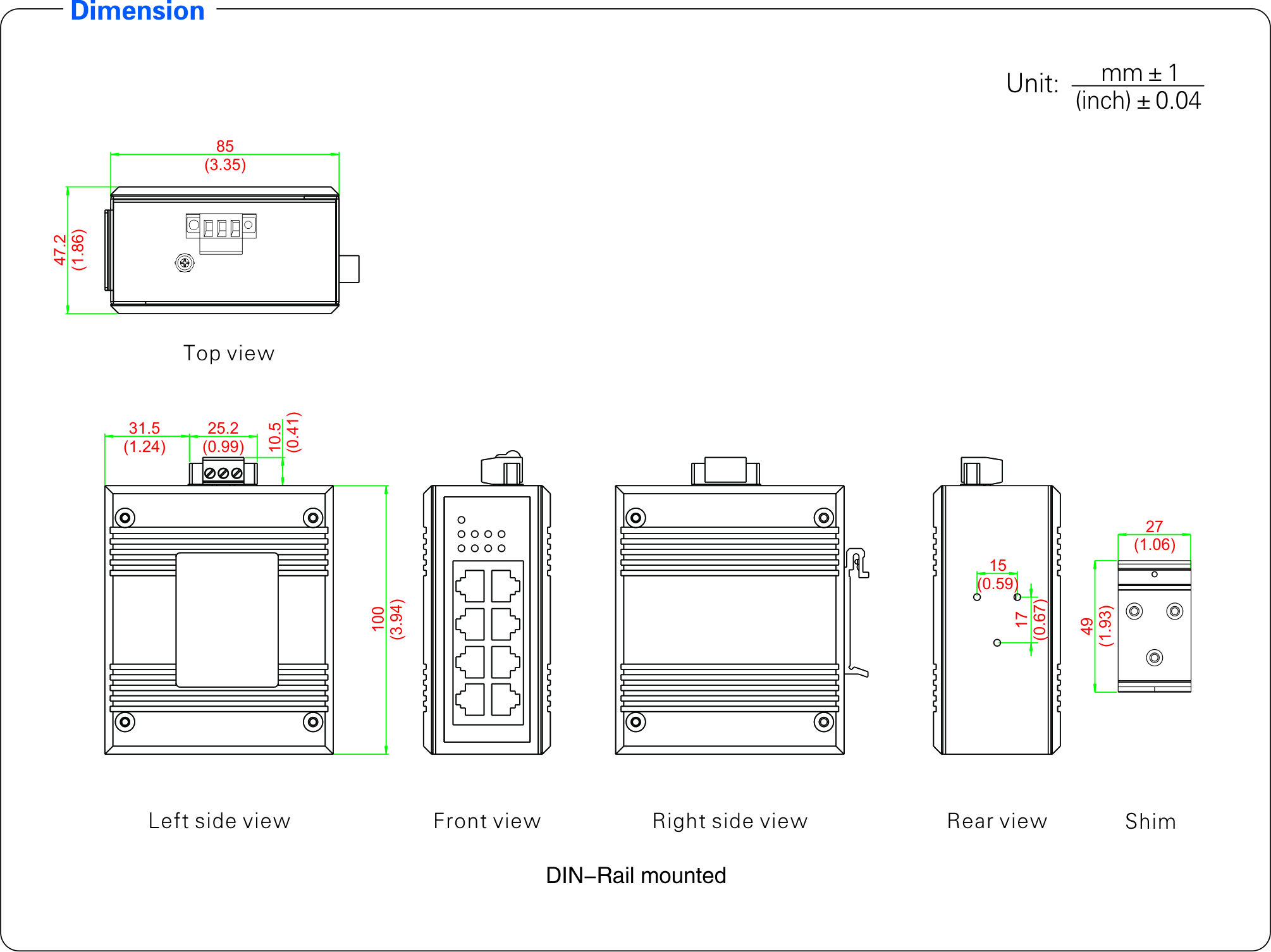 UOTEK 100M 8-port 100-gigabit Unmanaged Ethernet Switch