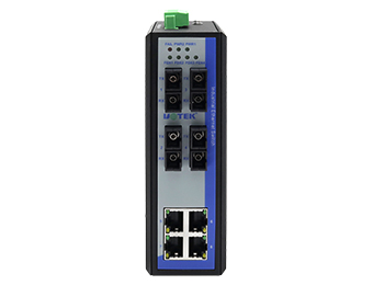 UOTEK 100M 4 Fiber Ports 4 RJ-45 Ports Industrial Switch