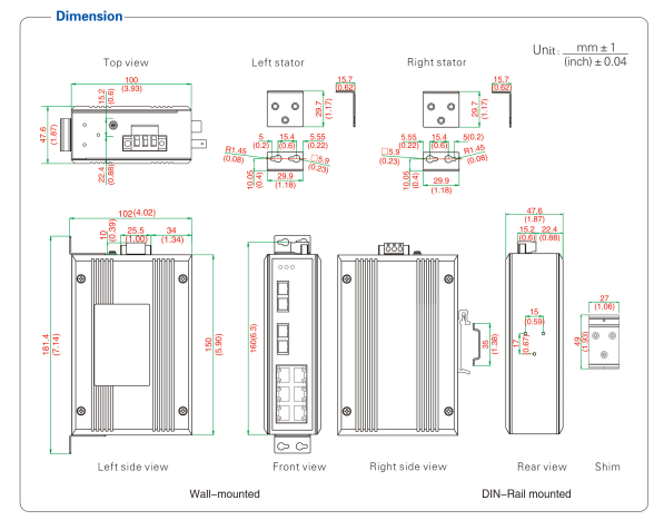 UOTEK DIN-Rail Unmanaged Industrial Ethernet Switch
