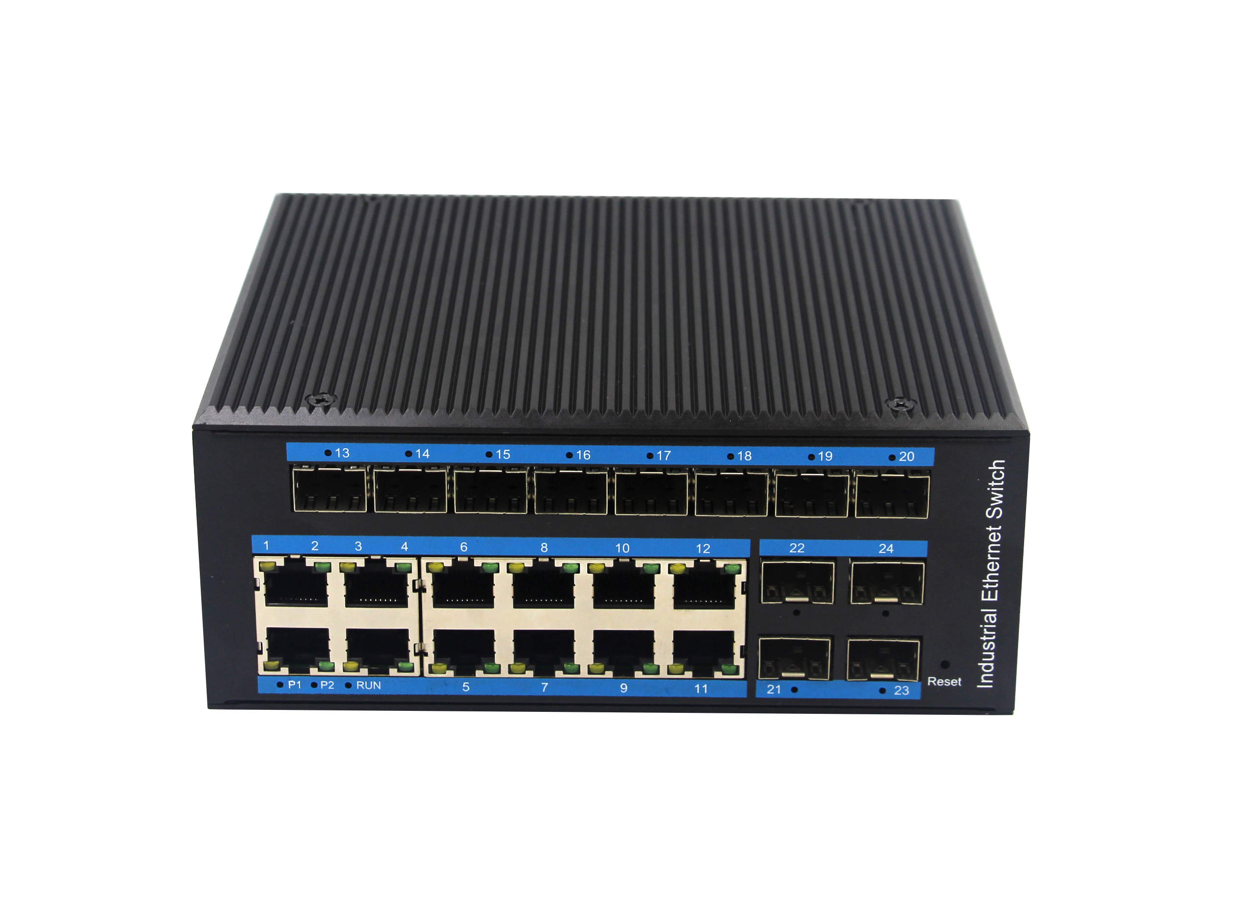 12-port 10/100/1000BASE-TX+12 SFP Managed Industrial PoE Switch