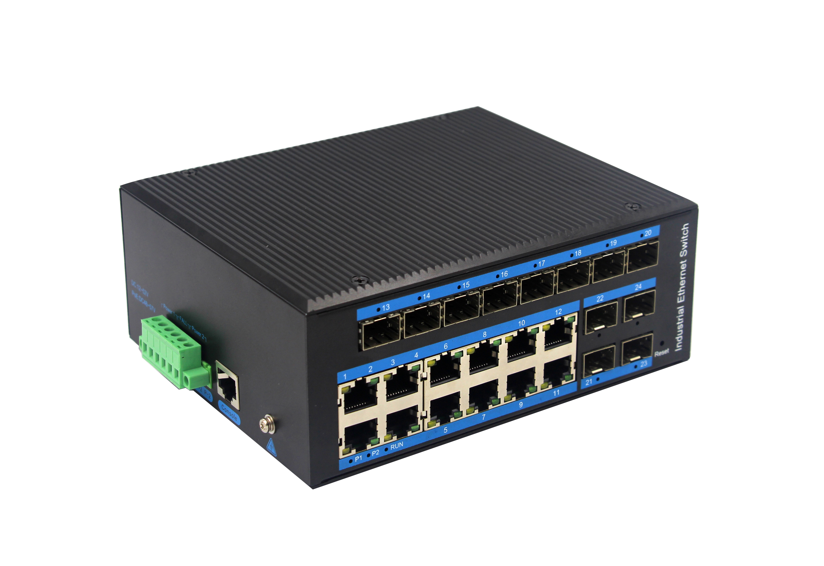12-port 10/100/1000BASE-TX+12 SFP Managed Industrial PoE Switch