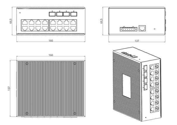 16-port 10/100/1000BASE-TX+4G SFP Managed Industrial Switch
