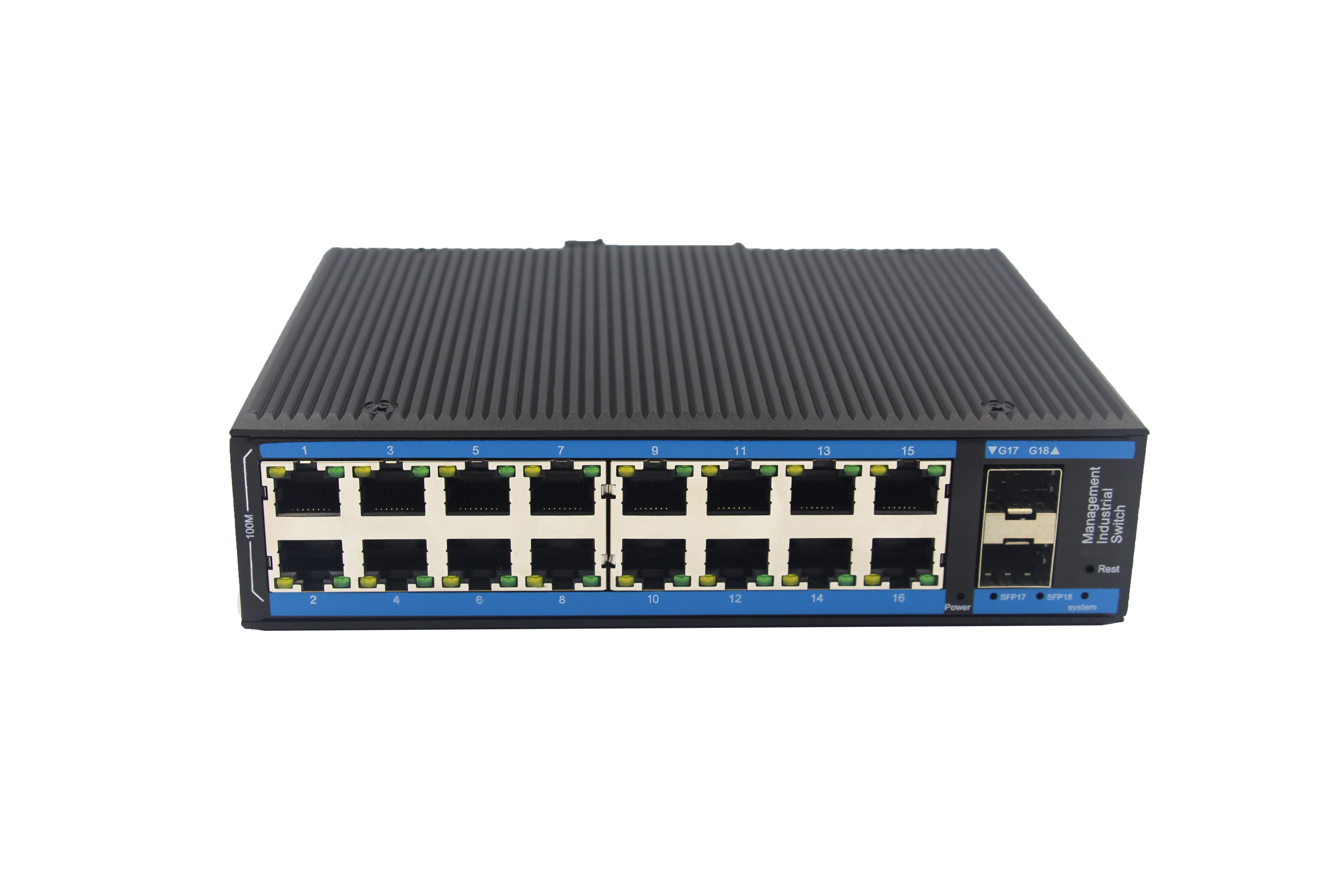 16-port 10/100BASE-TX+2G SFP Managed Industrial Switch
