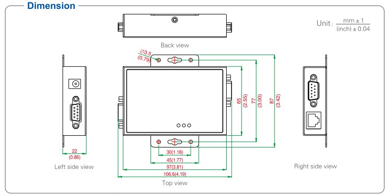 UT-218 UOTEK Industrial RS-232 to RS-485/422 Converter with Isolation