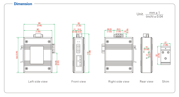 UOTEK 2 Base-T Ethernet ports,1 Base- X optical port network fiber transceiver