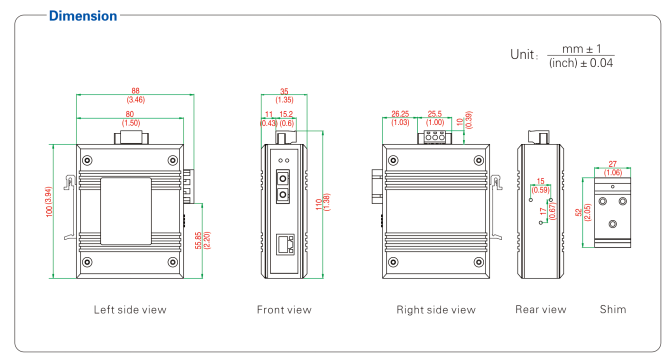 UOTEK 1 1000Base-T Ethernet ports and 1  1000Base- X optical port Network Fiber Optic Transceiver