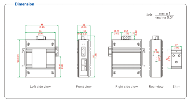 UOTEK 2 10/100/1000Base-T Ethernet ports and 1 1000Base- X optical port Network Fiber Optic Transceiver