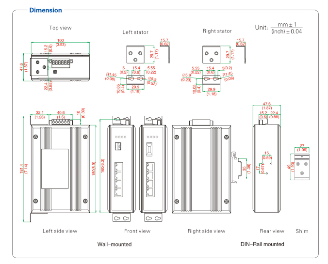 UOTEK 4 10/100/1000Base-T Ethernet ports and 1  1000Base- X optical port Network Fiber Optic Transceiver