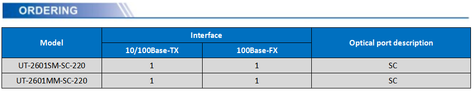 UOTEK 1-Port 100M Network Fiber Optic Transceiver