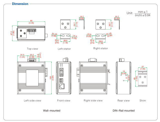 UOTEK 1-Port 100M Network Fiber Optic Transceiver
