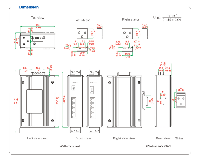 UOTEK 4-Port Gigabit Network Fiber Optic Transceiver