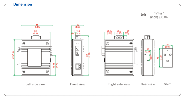 UOTEK 1 Base-T Ethernet ports and 1 Base- X optical port Fiber Optic Transceiver