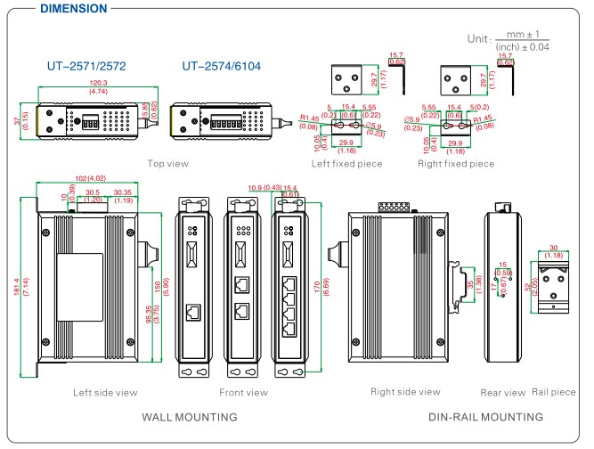 UOTEK 10/100M 1 Fiber 1 Ethernet Port Industrial Switch