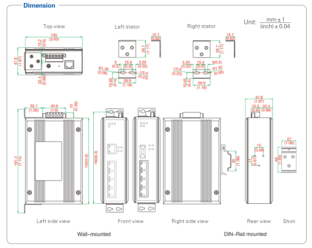 UOTEK 5-port Gigabit Managed POE Industrial Ethernet Switch