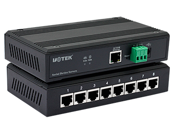 UOTEK 10/100M to 8 Ports RS-232/485/422 Serial Device Server