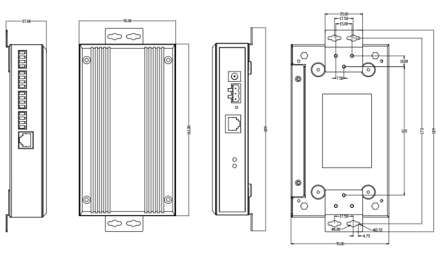 UOTEK 10/100M to 8 Ports RS-232/485/422 Serial Device Server