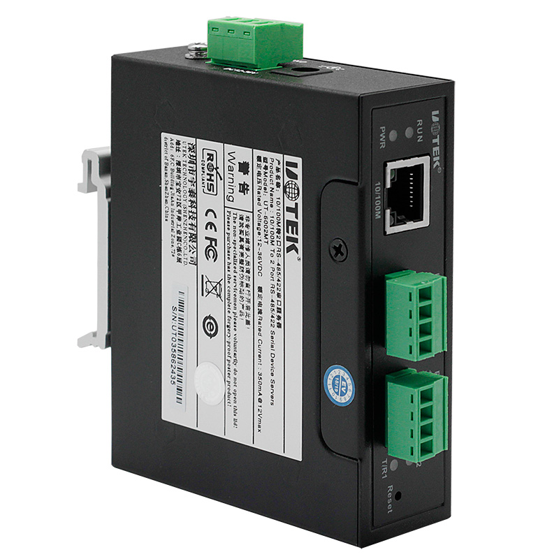 UOTEK UT-6802MT-I 10/100M to 2 ports 485/422 Isolated Serial Device Server