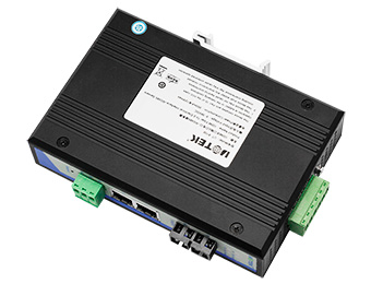 UOTEK 100M optical port to 2 electrical ports + RS232/485/422 Serial Device Server