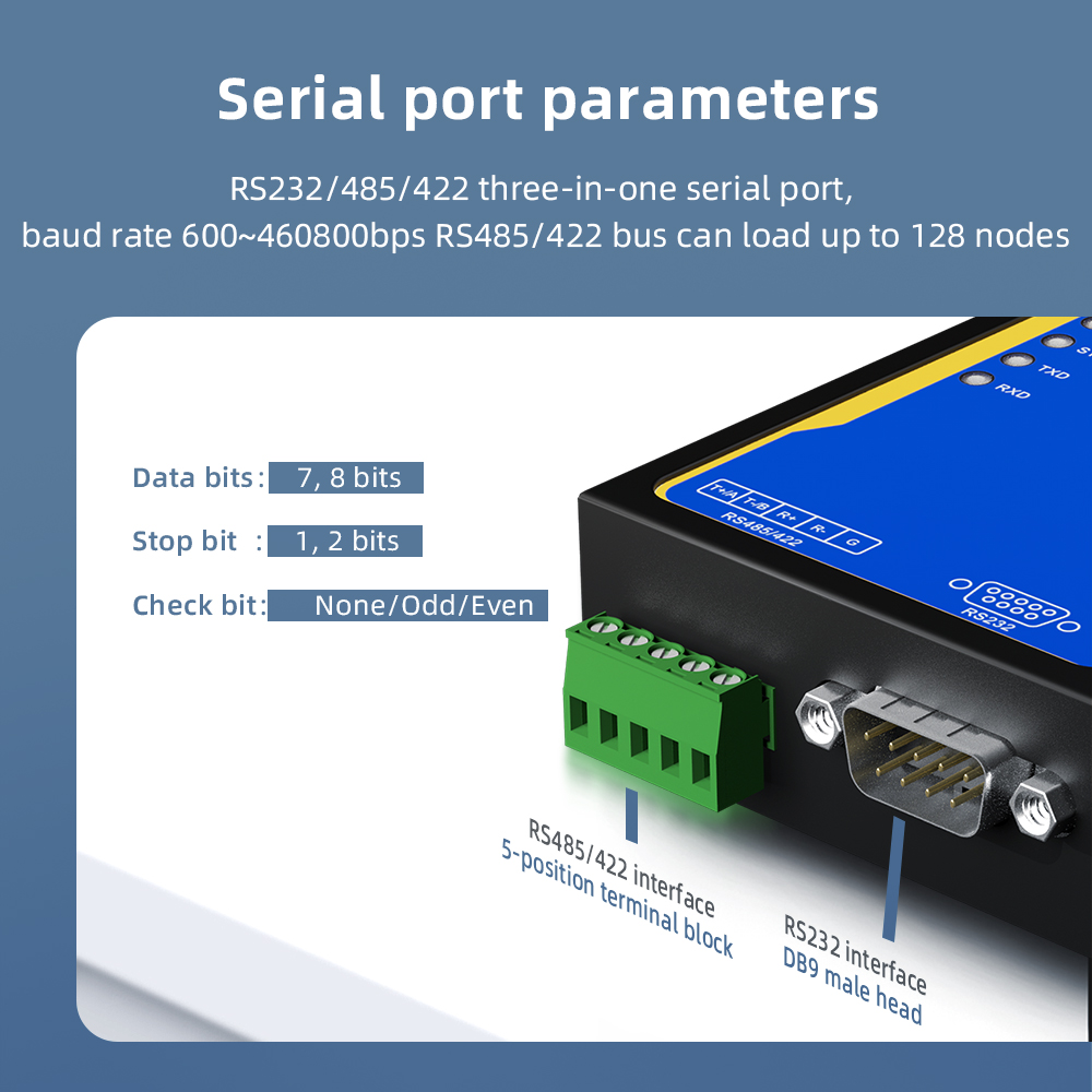1 Port RS232/485/422 Serial to 100M Ethernet Opto-isolated Server