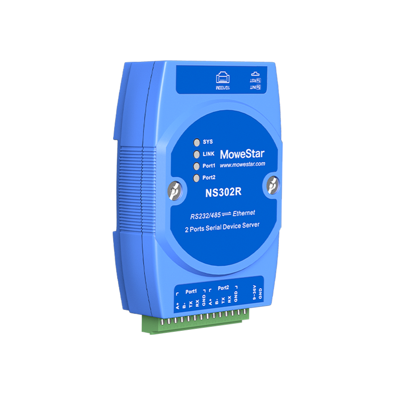 DIN Rail Serial Server 2 ports