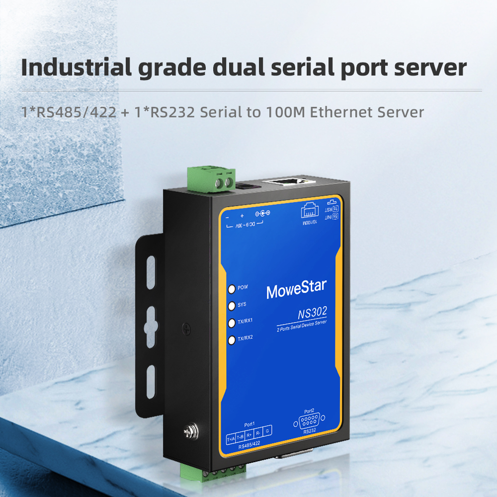 1 Port RS232 + 1 Port RS485/422 Serial to 100M Ethernet Server