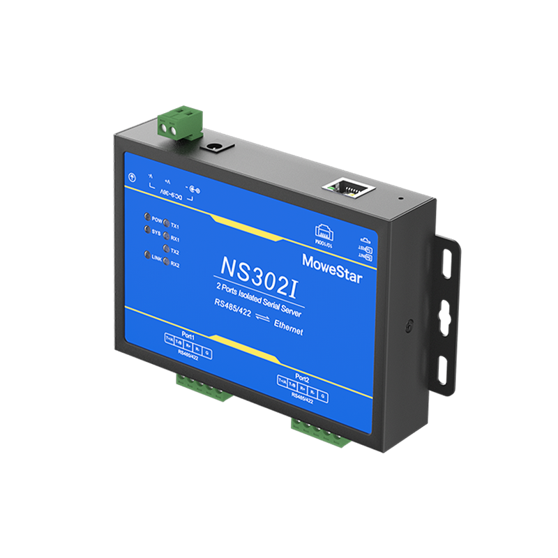 2 Ports RS485/422 Serial to 100M Ethernet Opto-isolated Server