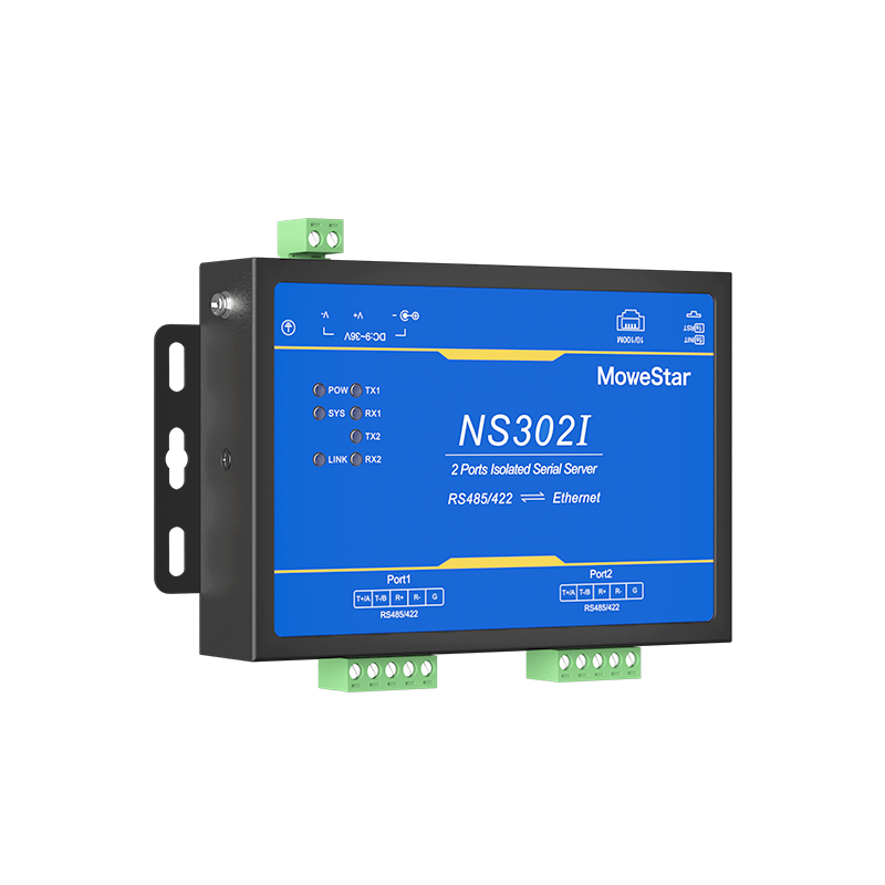 2 Ports RS485/422 Serial to 100M Ethernet Opto-isolated Server