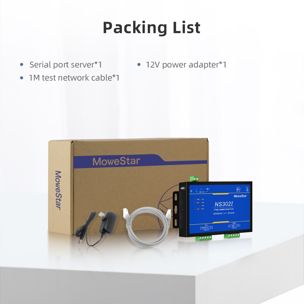 2 Ports RS485/422 Serial to 100M Ethernet Opto-isolated Server