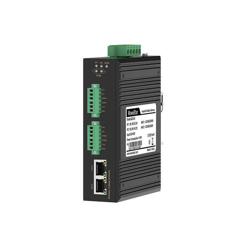 industrial-grade Modbus gateway 2-channel DIN-rail serial port server
