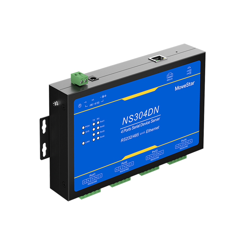 4 Ports RS232/485 Serial to 100M Ethernet Server