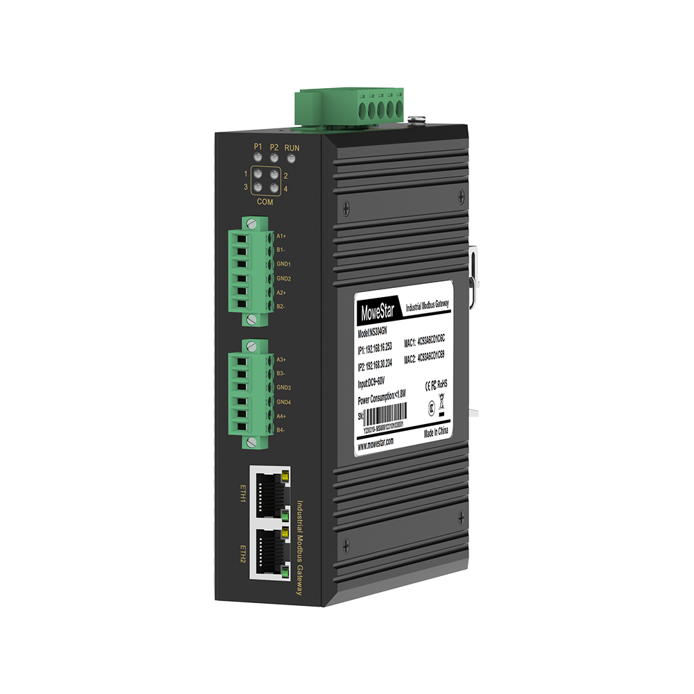 4 Ports RS485 to 2 Ports Ethernet Modbus Industrial Smart Gateway