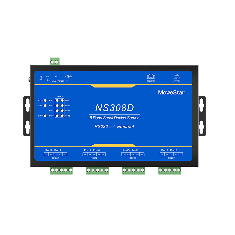 8 Ports RS232 Serial to 100M Ethernet Server