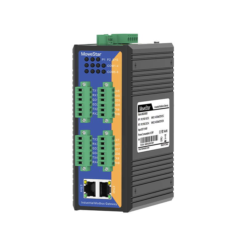 8 Ports RS232 to 2 Ports Ethernet Modbus Industrial Smart Gateway