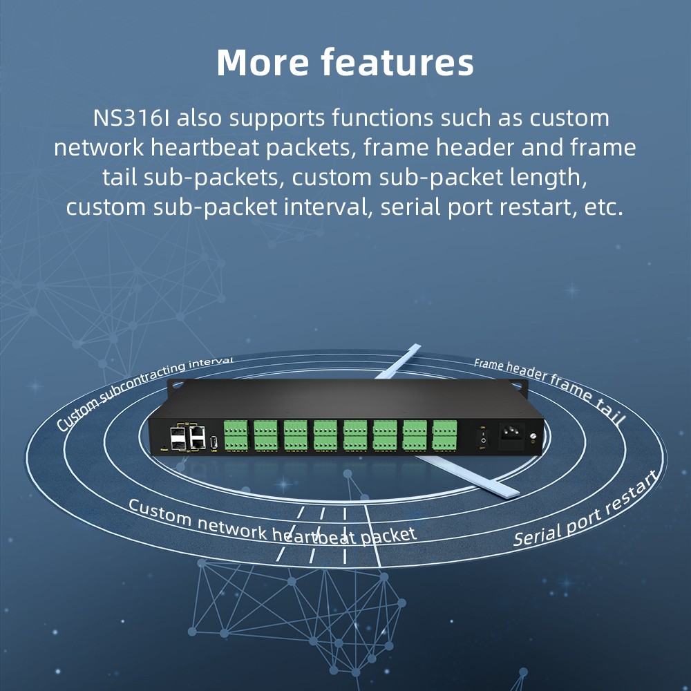 16 Ports RS485/422 Serial to 1000M Ethernet Opto-isolated Server