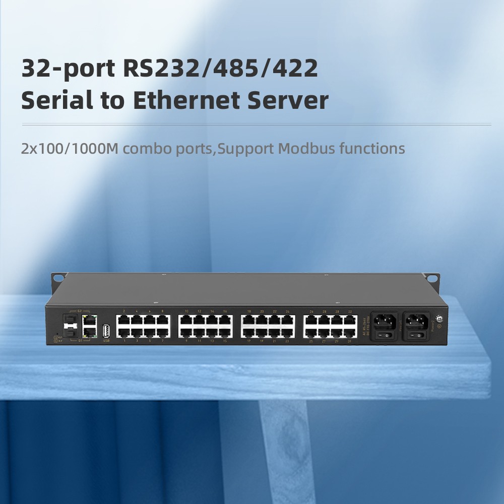 32 Ports RS232/485/422 Serial to 1000M Ethernet Server