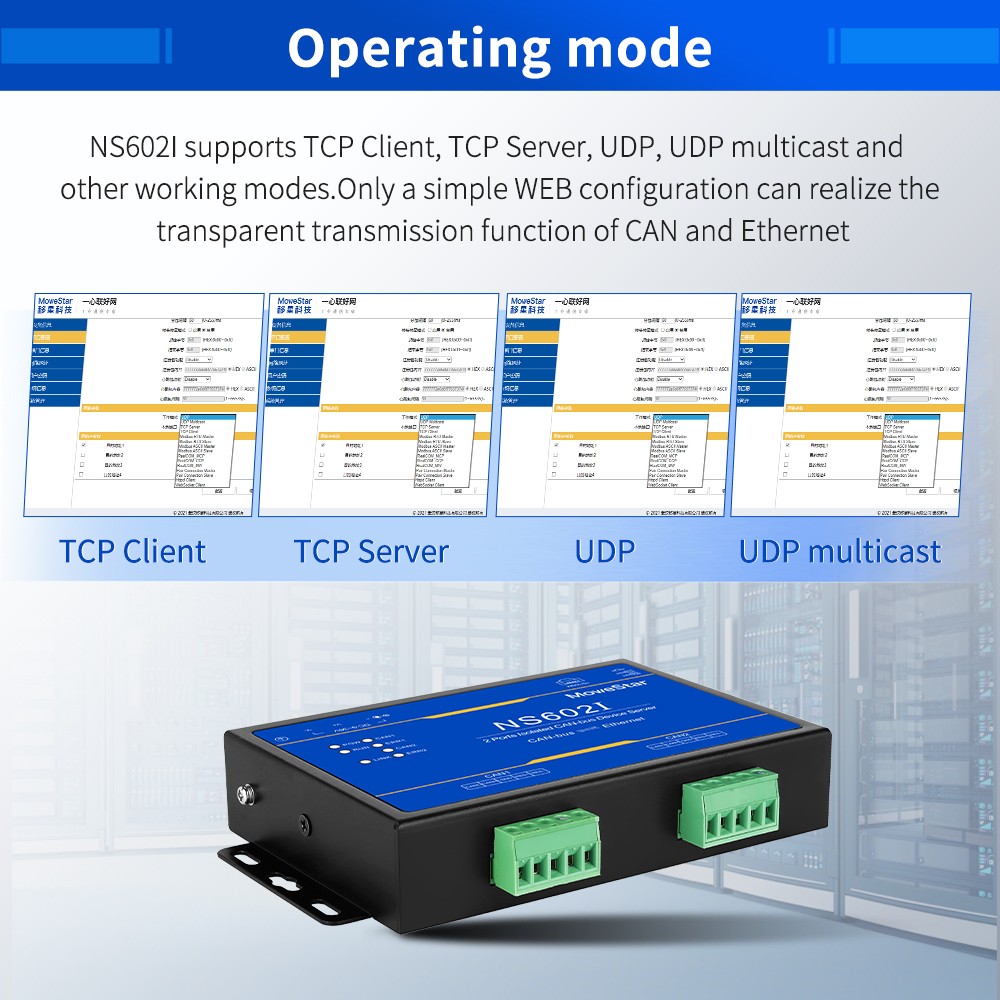 2 Ports CAN-bus To Ethernet Opto-isolated Wall-mounted Ethernet CAN-bus Server