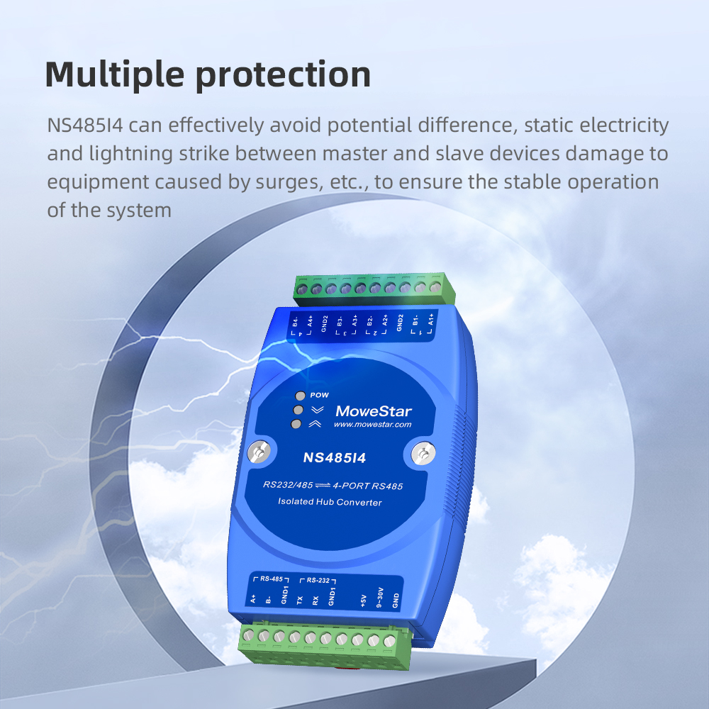 1 Port RS232/485 To 4 Ports RS485 Passive Isolated HUB