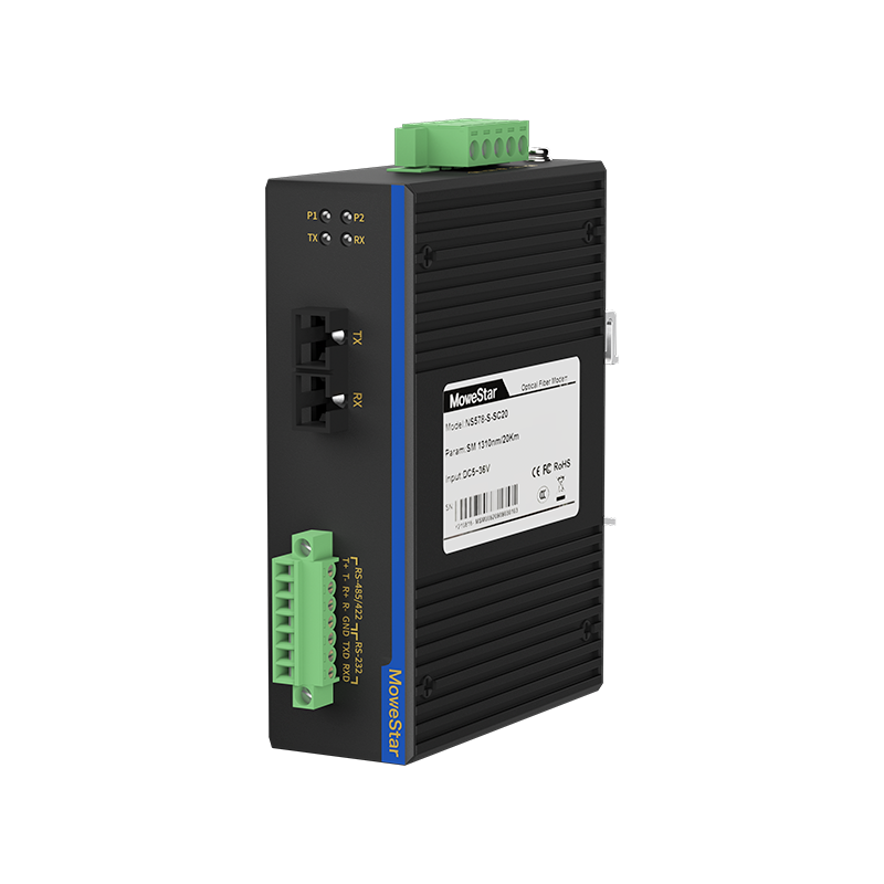 Din-Rail RS232/485/422 Serial To Fiber Modem