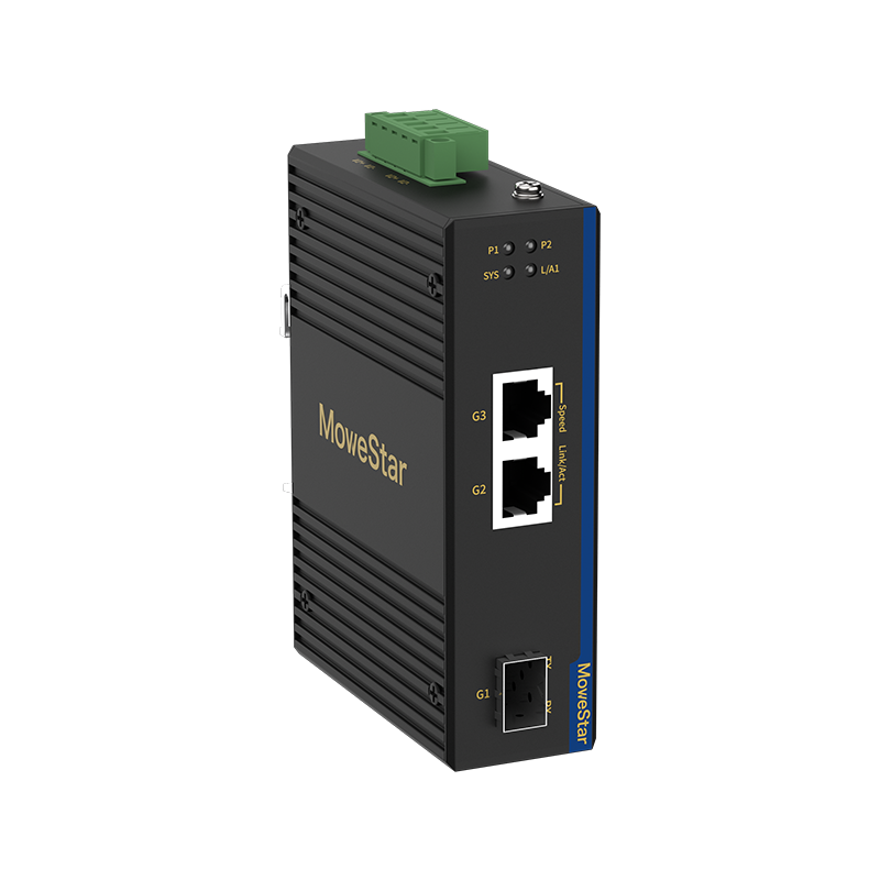 1 Port 100M F(x) + 2 Ports 10/100M T(x) Din Rail Industrial media converter