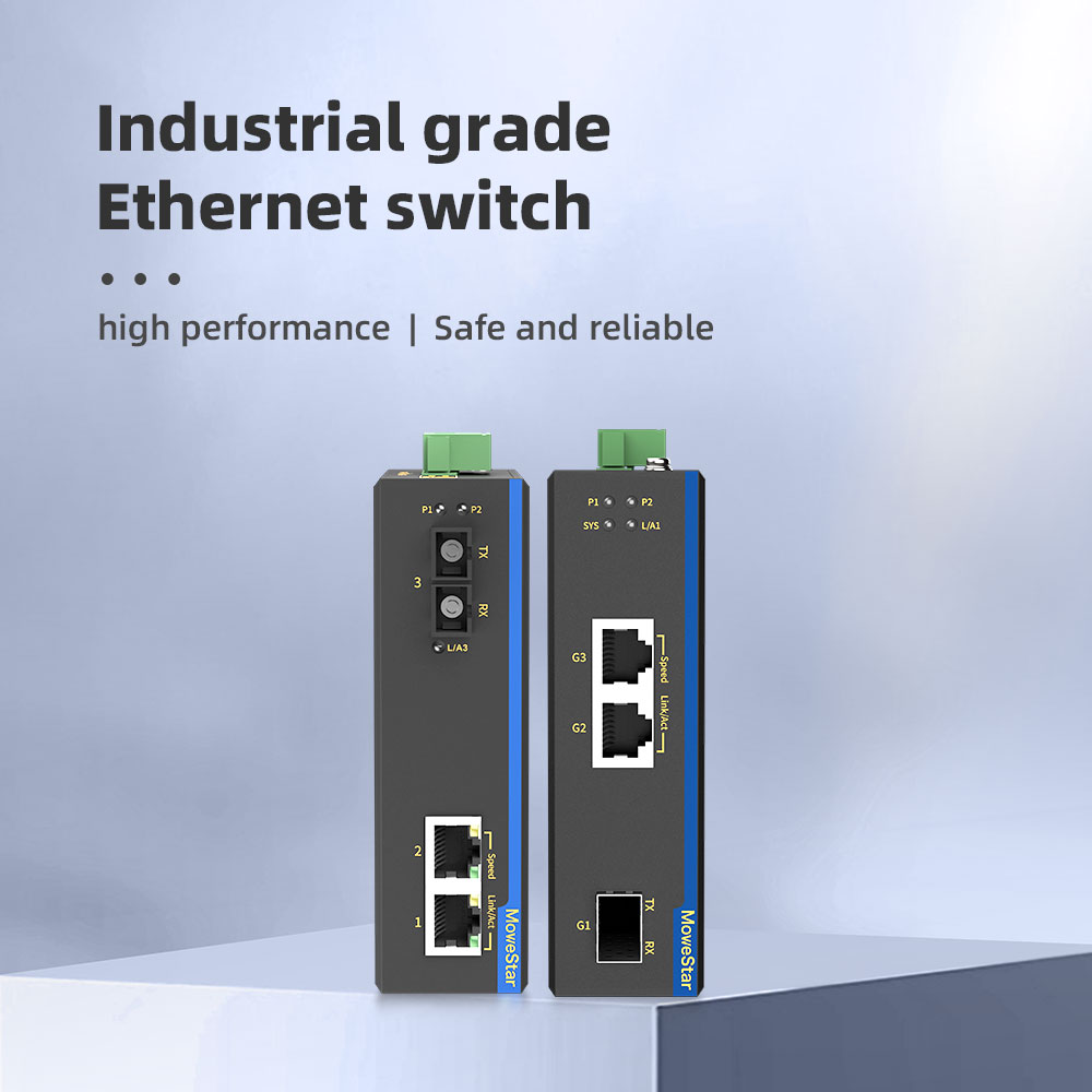 1 Port 100M F(x) + 2 Ports 10/100M T(x) Din Rail Industrial media converter