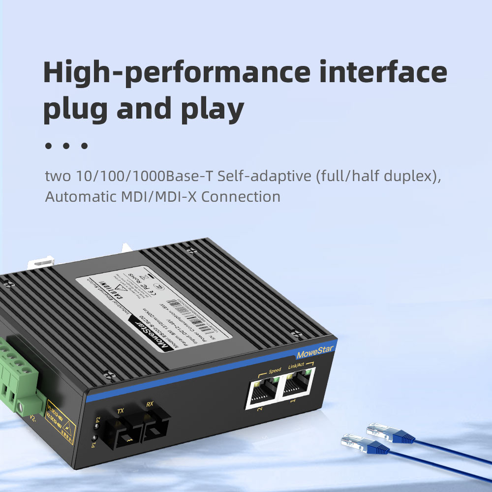 1 Port 100M F(x) + 2 Ports 10/100M T(x) Din Rail Industrial media converter