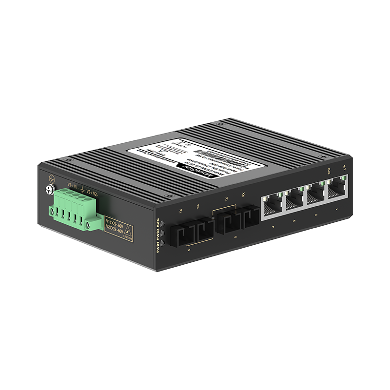 2 Ports 100M F(x) + 4 Ports 10/100M T(x) Din-Rail Unmanaged Industrial Ethernet Switch