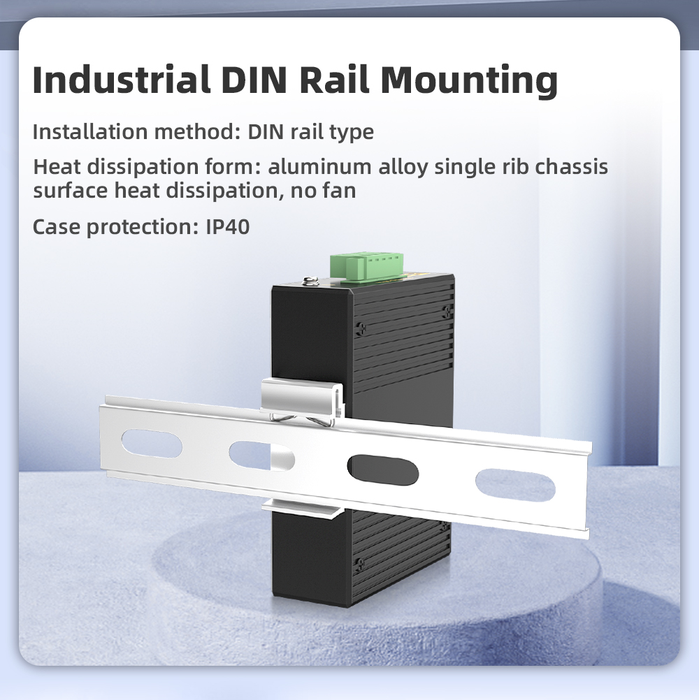 2 Ports 100M F(x) + 4 Ports 10/100M T(x) Din-Rail Unmanaged Industrial Ethernet Switch