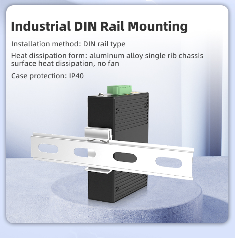 1 Port 100M F(x) + 4 Ports 10/100M T(x) Din-Rail Unmanaged Industrial Ethernet Switch